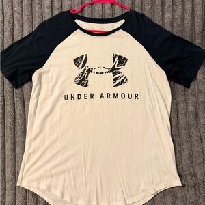 Under Armour Black and Cream Logo Tee